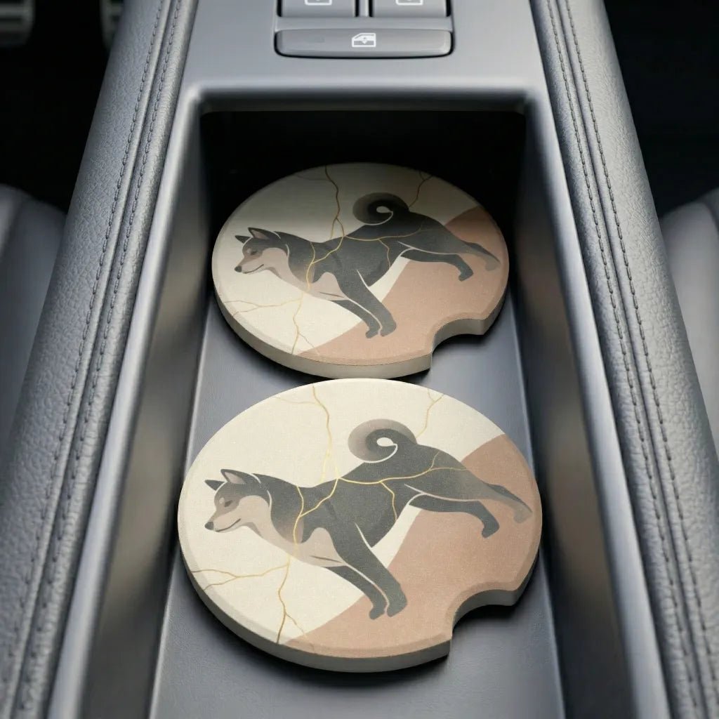 Shiba Inu Kintsugi Car Coasters Set - Road Muse