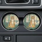 Sitting Tiger Bamboo Car Coasters Set - Road Muse