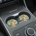 Sitting Tiger Bamboo Car Coasters Set - Road Muse