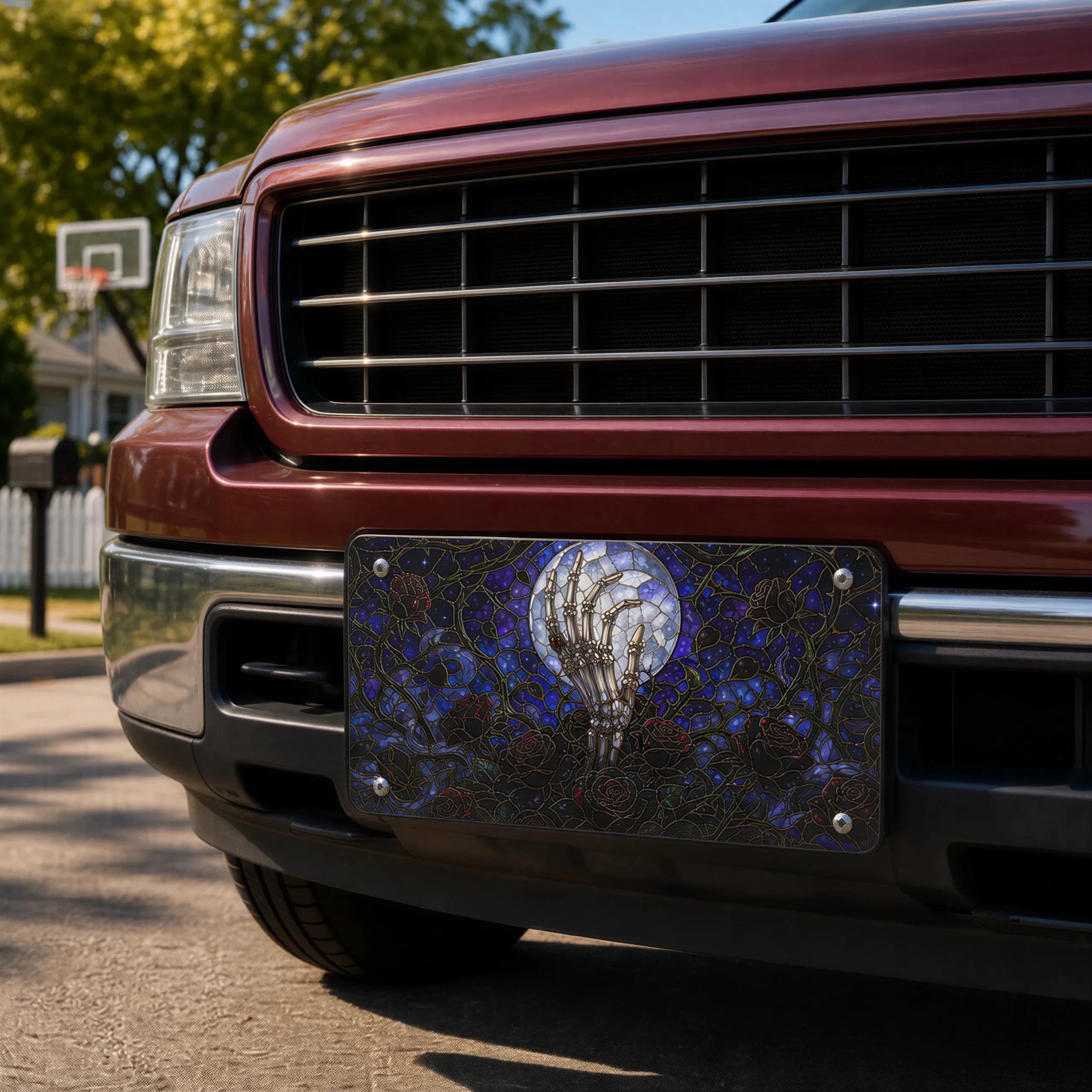 Skeletal Hand Moonlight Gothic Rose Vanity Plate - Road Muse
