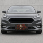 Skull Crown Red Flowers Vanity Plate - Road Muse