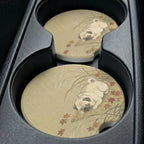Sleeping Pug Autumn Car Coasters Set - Road Muse