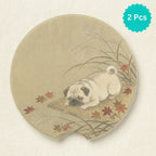 Sleeping Pug Autumn Car Coasters Set - Road Muse