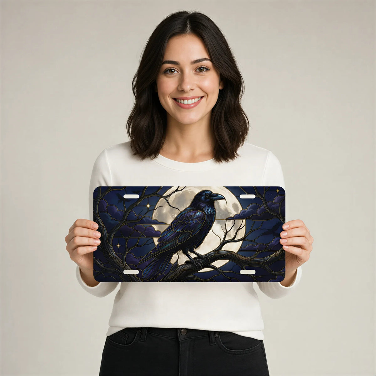 Moonlit Raven Vanity Plate