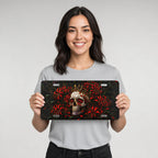 Skull Crown Red Flowers Vanity Plate