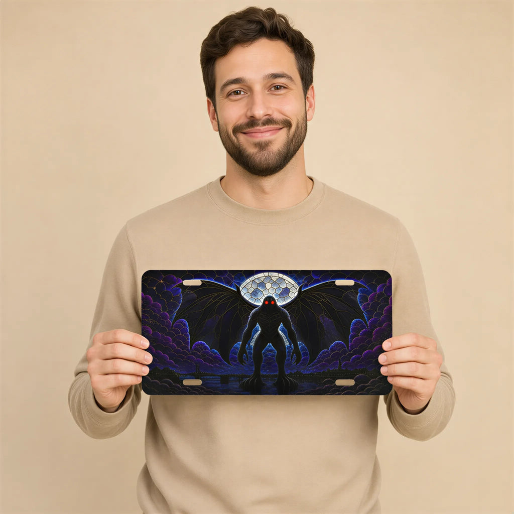 Mothman Silhouette Moonlit Vanity Plate