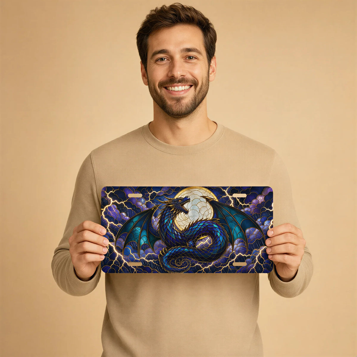 Blue Dragon Moon Fantasy Vanity Plate