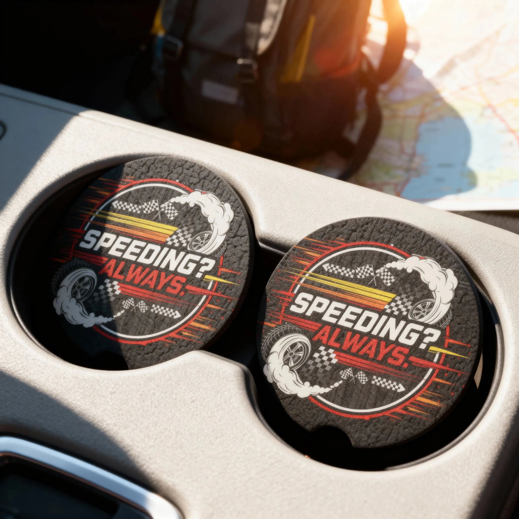 Speeding? Always Car Coasters Set - Road Muse