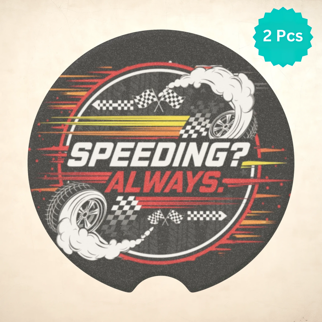 Speeding? Always Car Coasters Set - Road Muse