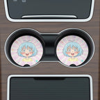 Spiraled Eyes Anime Girl Car Coasters Set - Road Muse