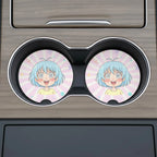 Spiraled Eyes Anime Girl Car Coasters Set - Road Muse