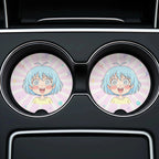 Spiraled Eyes Anime Girl Car Coasters Set - Road Muse