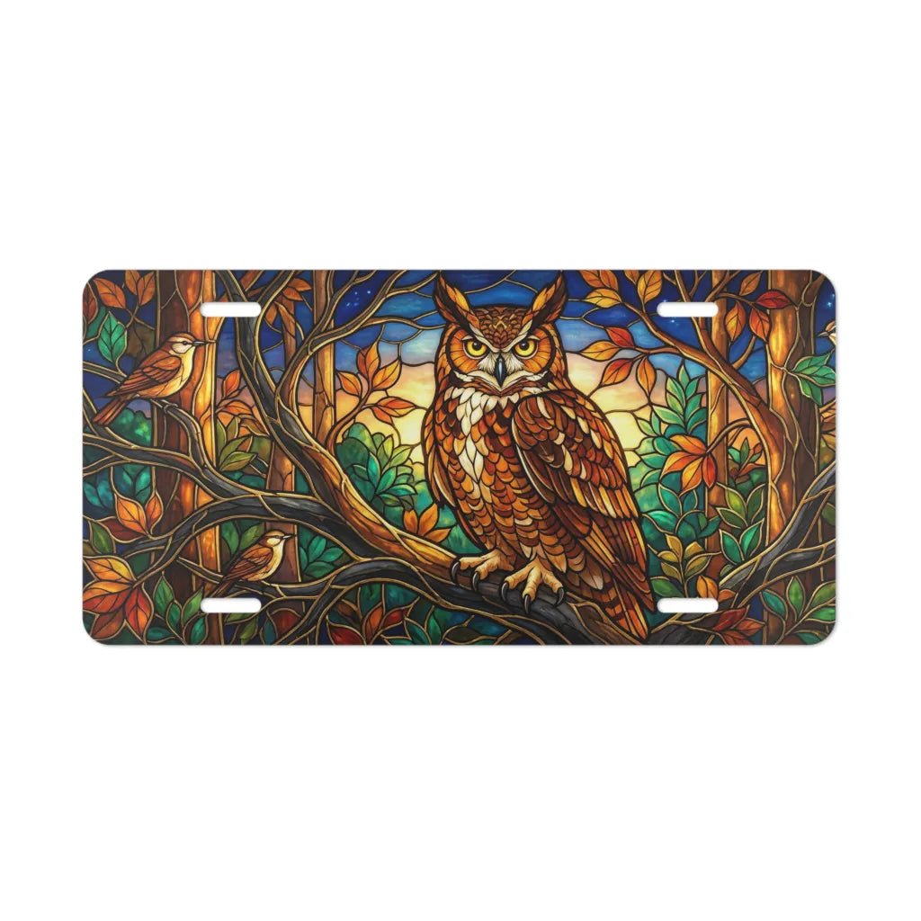 Stained Glass Owl Vanity Plate - Road Muse