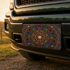 Stained Glass Rose Window Cathedral Vanity Plate - Road Muse