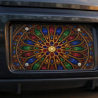 Stained Glass Rose Window Cathedral Vanity Plate - Road Muse