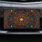 Stained Glass Rose Window Cathedral Vanity Plate - Road Muse