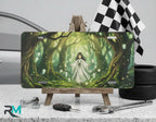 forest spirit enchanted grove vanity plate on display stand — moonlit glade spirit lights aluminum plate