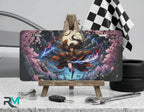 moonlit duel samurai girl vanity plate on display stand — electric blue arcane heroine sakura aluminum plate
