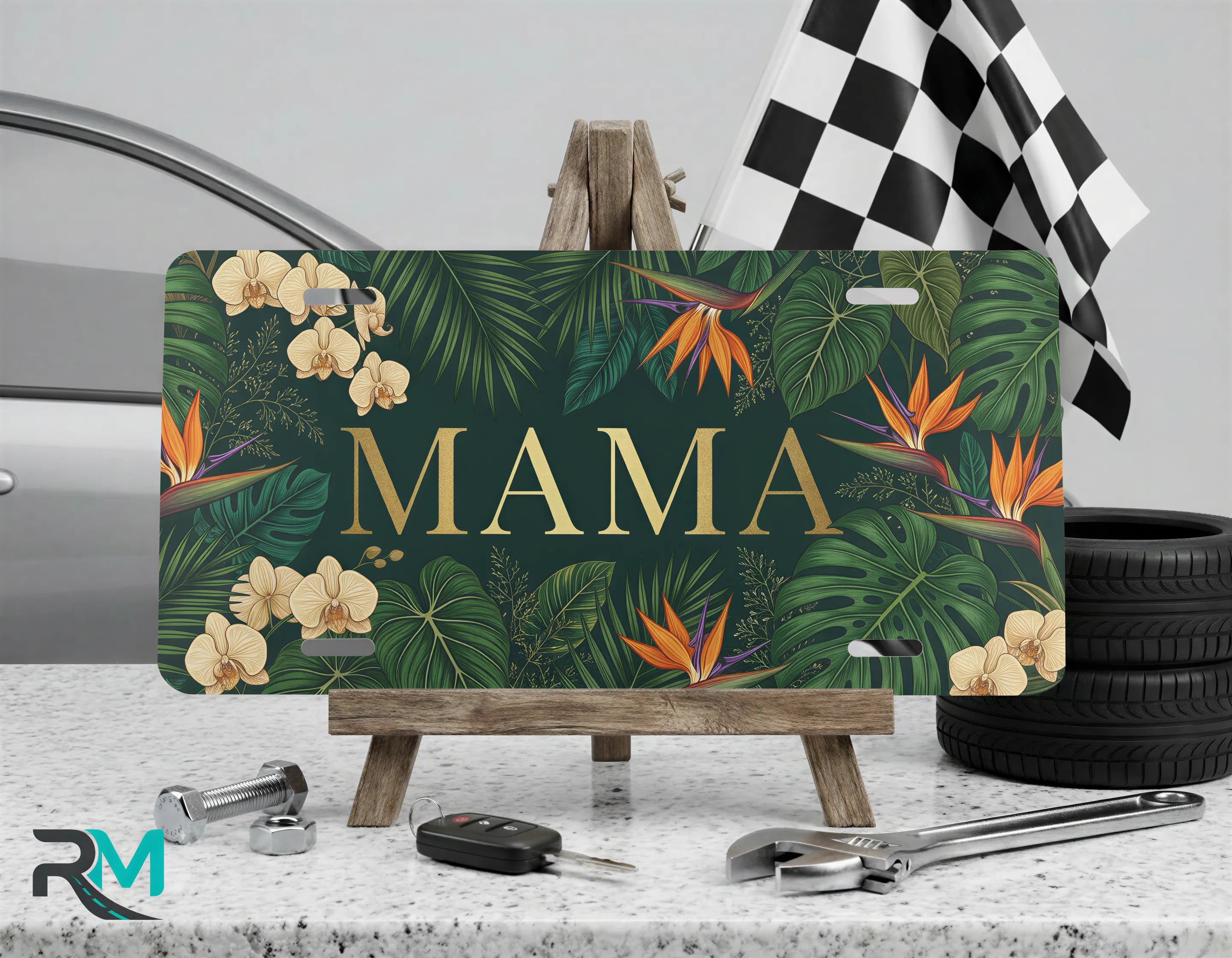 Tropical Floral Mama Vanity Plate