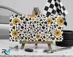 Mama Cow Print Sunflowers Vanity Plate