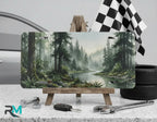 forest river vanity plate on display stand — muted green moss foggy blue license plate