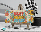 Best Mom Ever Floral Retro Rainbow Vanity Plate