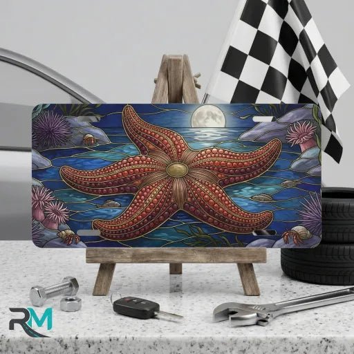 Starfish Moonlight Ocean Vanity Plate - Road Muse