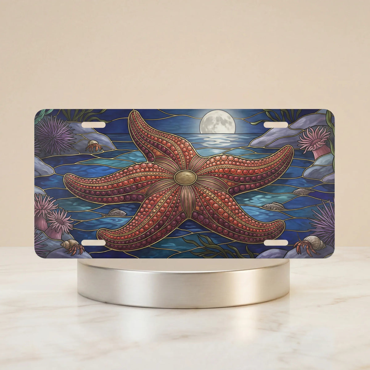 Starfish Moonlight Ocean Vanity Plate - Road Muse