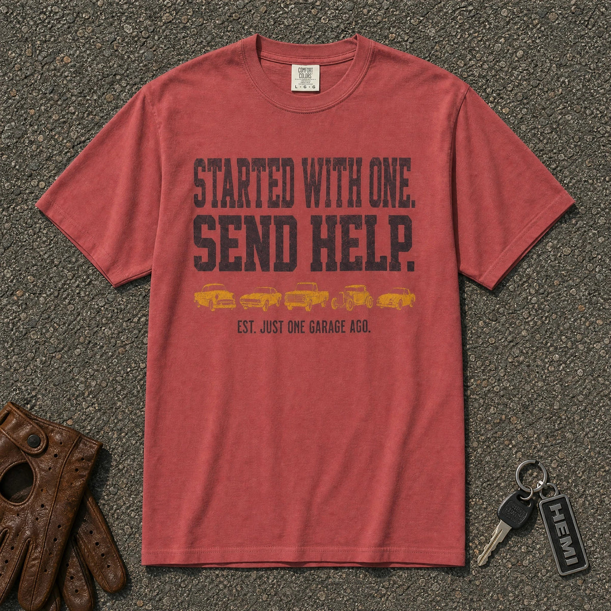Started With One Send Help Tee - Road Muse