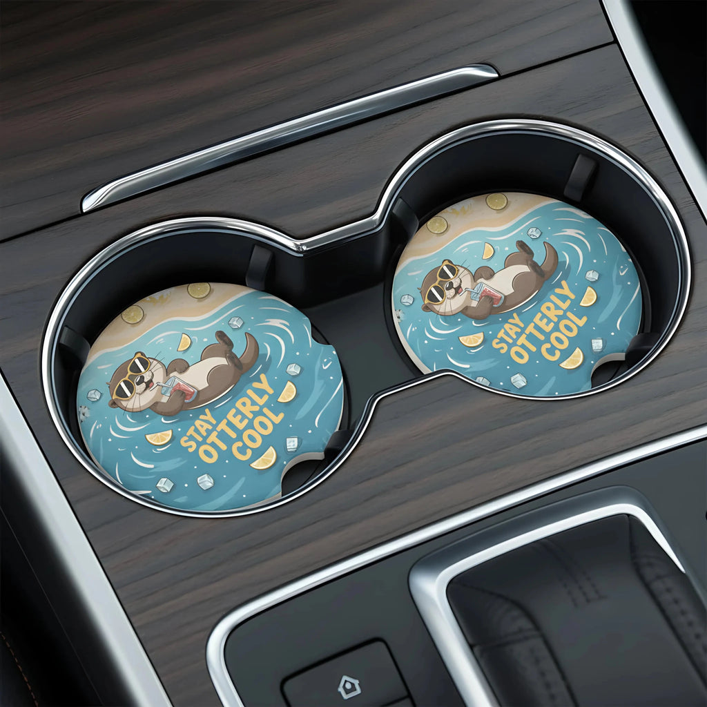 Stay Otterly Cool Car Coasters Set - Road Muse