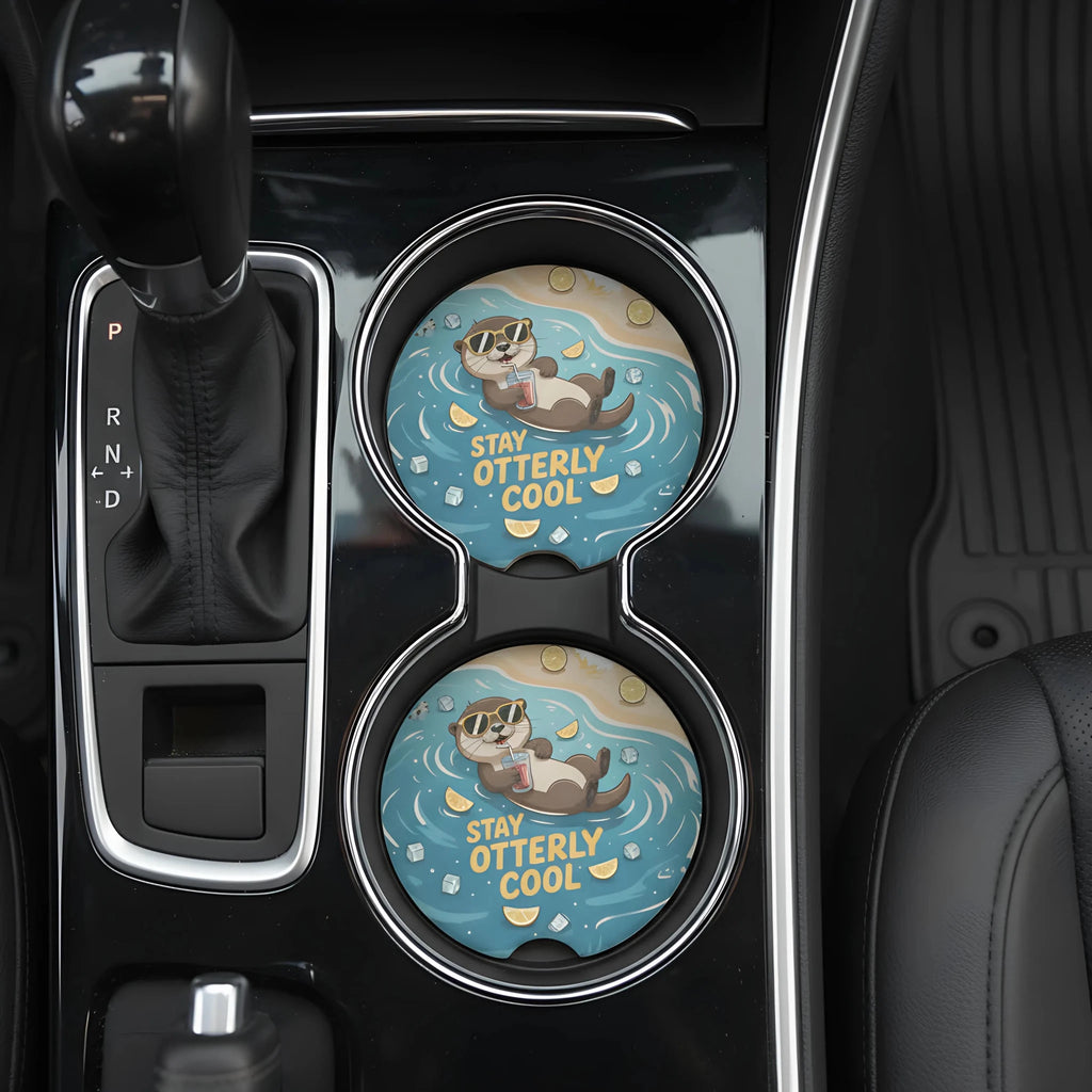 Stay Otterly Cool Car Coasters Set - Road Muse