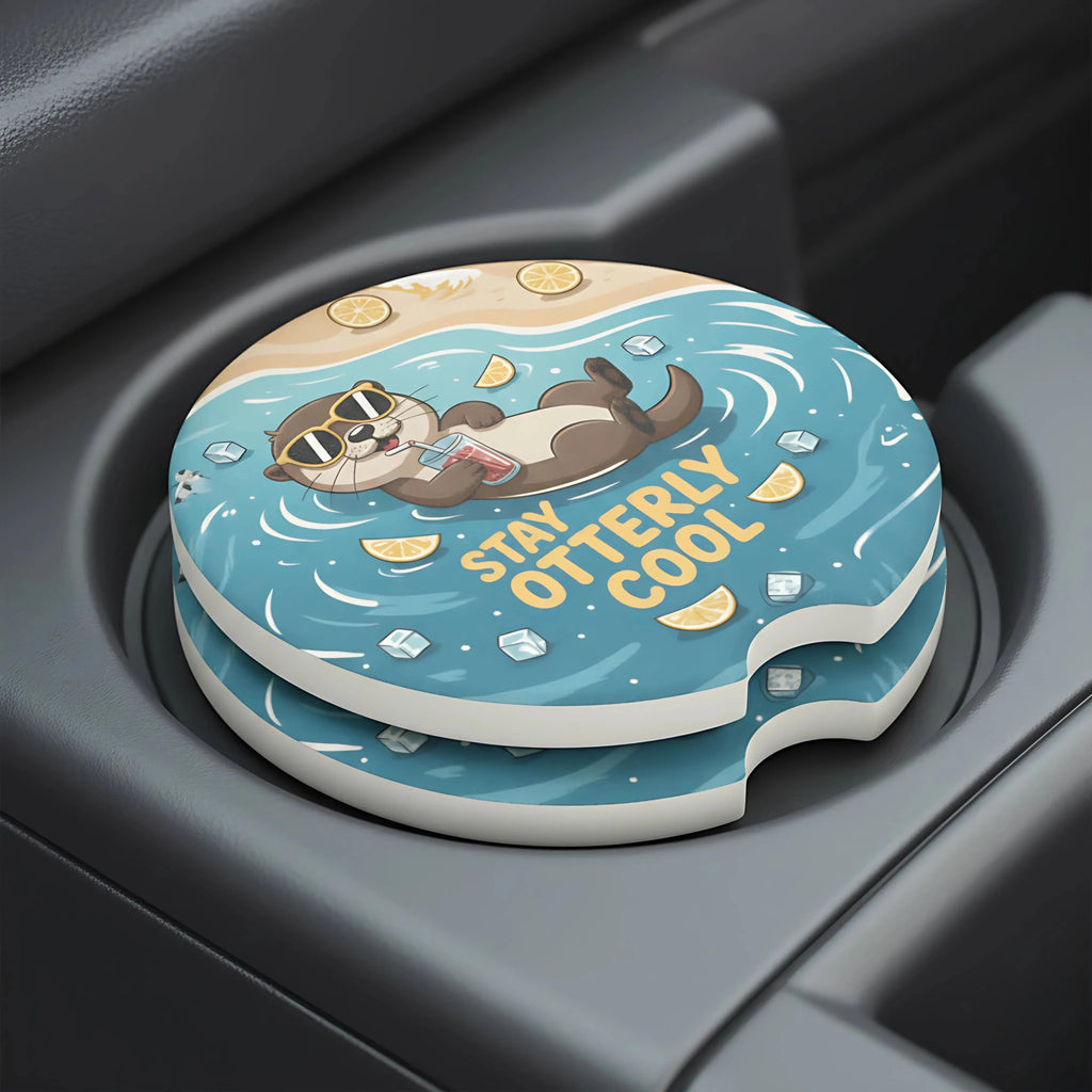 Stay Otterly Cool Car Coasters Set - Road Muse
