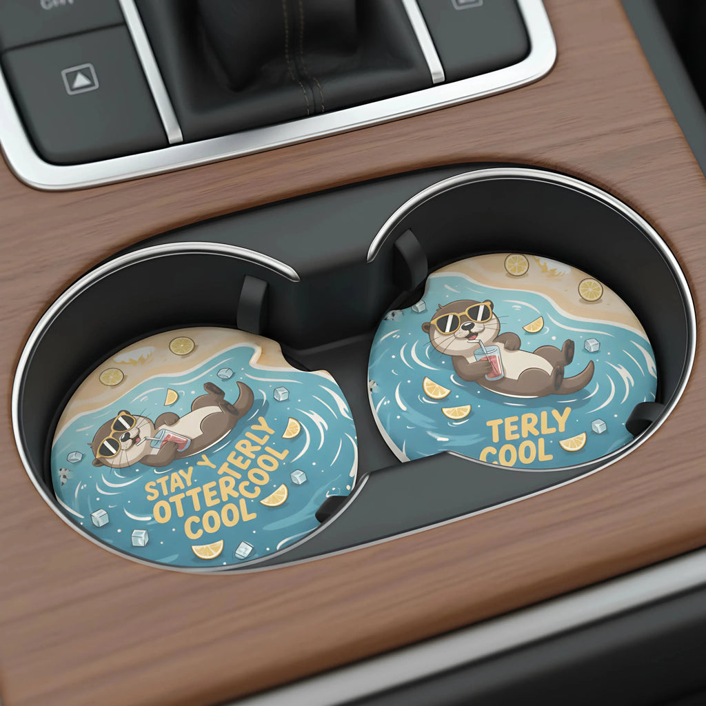 Stay Otterly Cool Car Coasters Set - Road Muse
