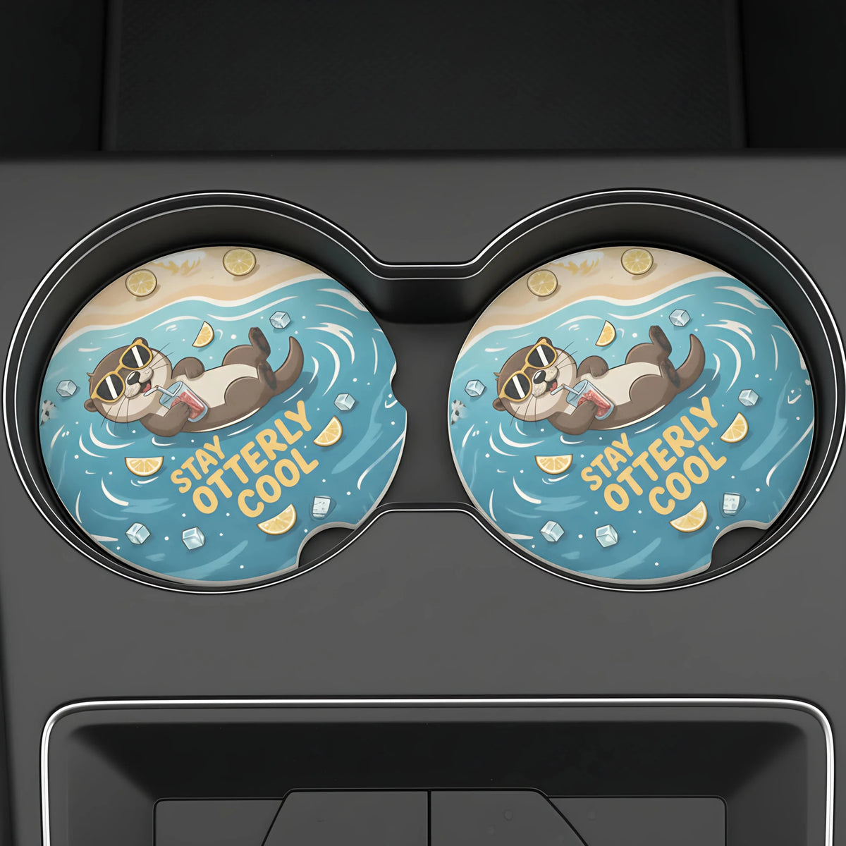 Stay Otterly Cool Car Coasters Set - Road Muse