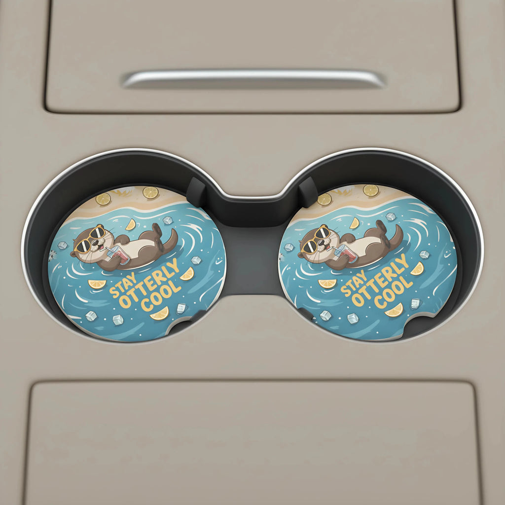 Stay Otterly Cool Car Coasters Set - Road Muse