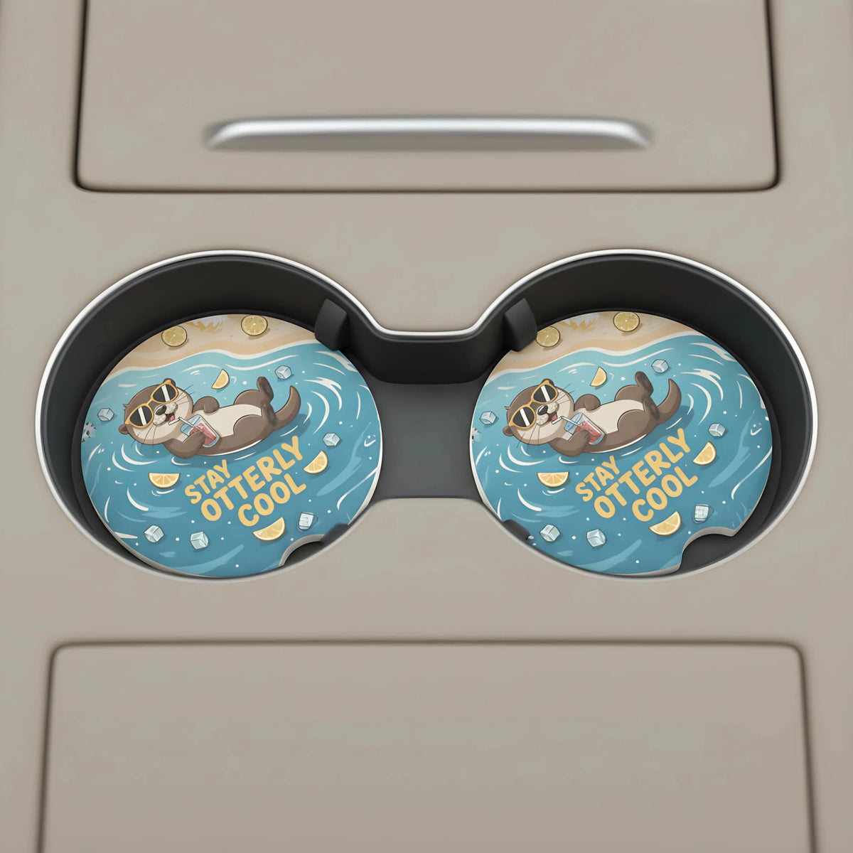 Stay Otterly Cool Car Coasters Set - Road Muse