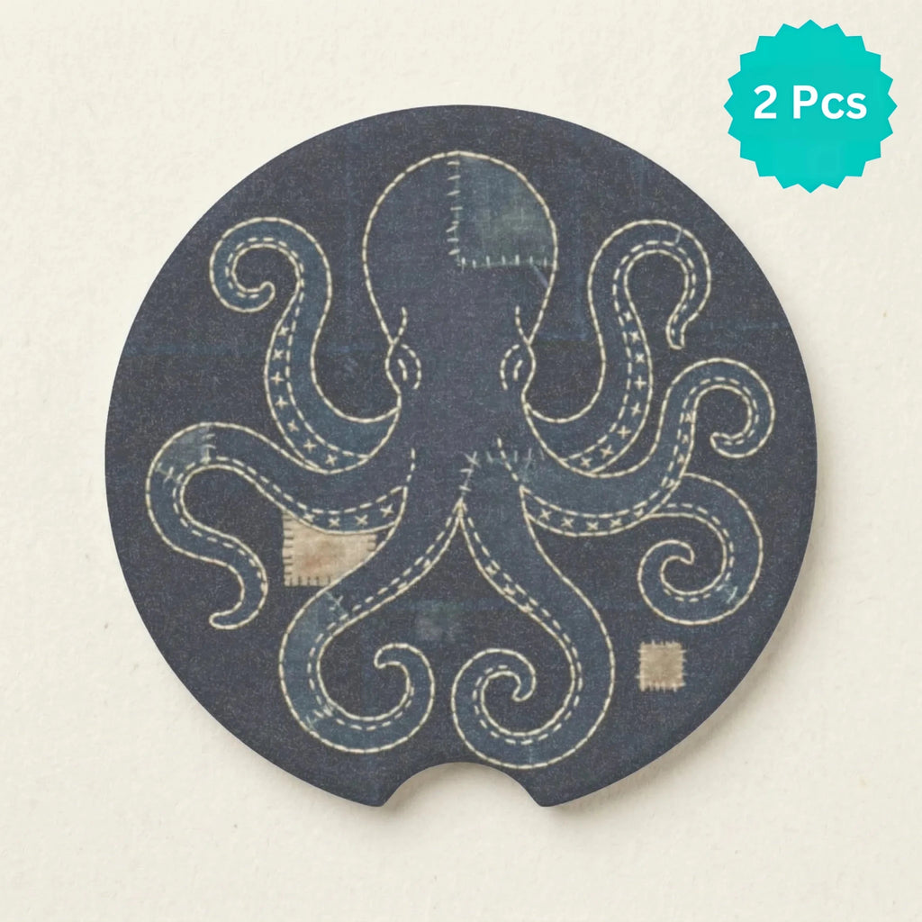 Stitched Octopus Car Coasters Set - Road Muse