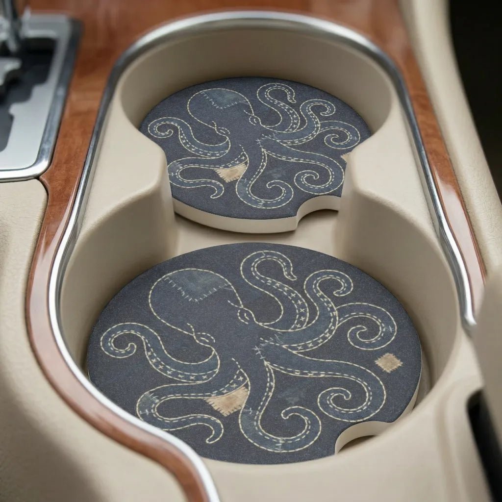 Stitched Octopus Car Coasters Set - Road Muse