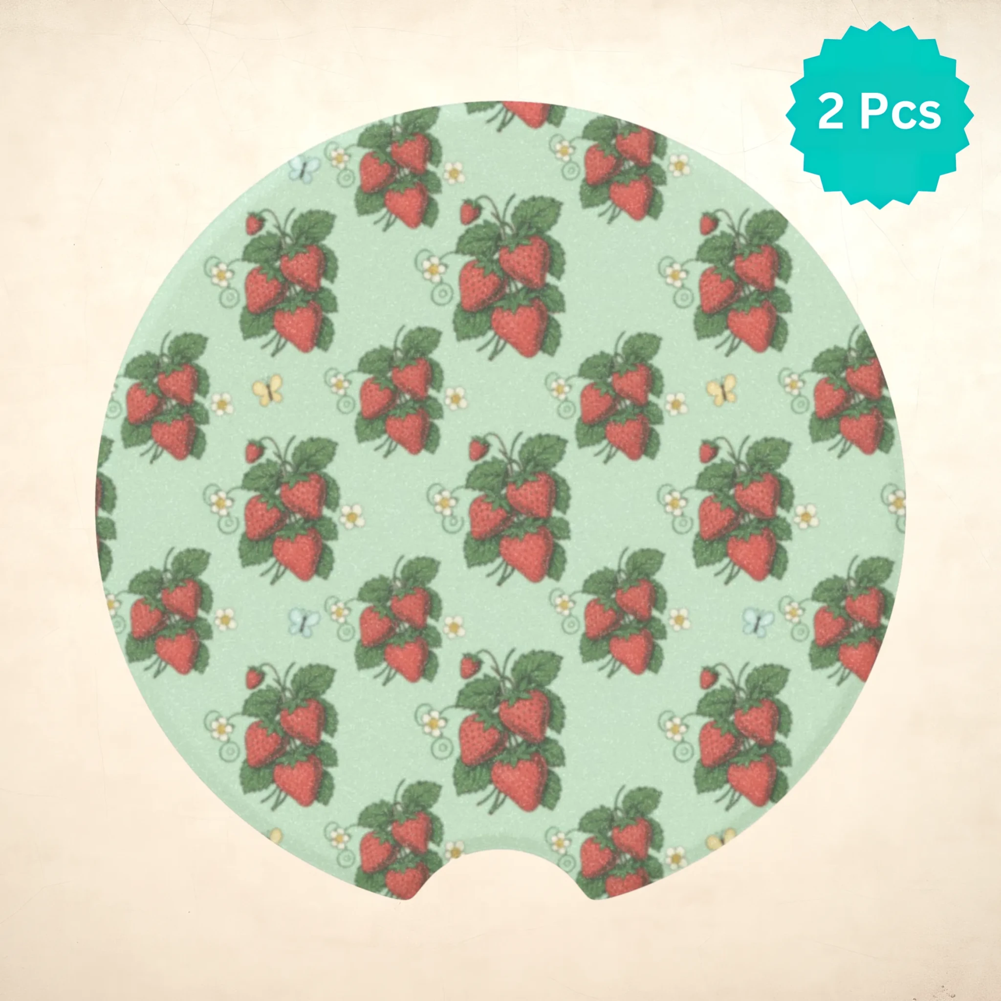 Strawberry Floral Car Coasters Set - Road Muse