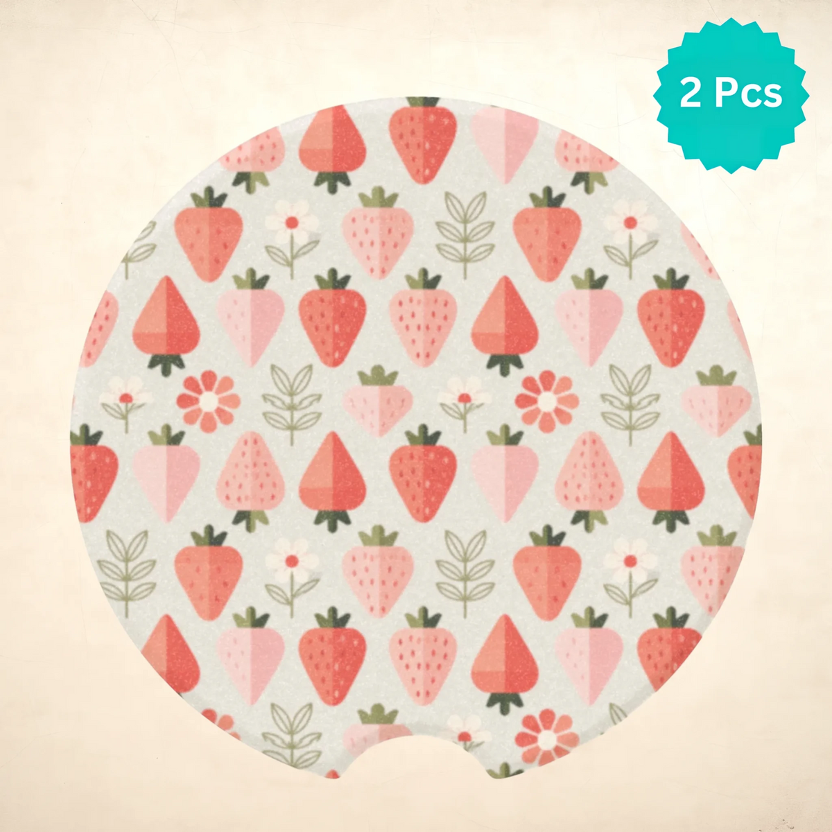 Strawberry Soapstone Car Coasters Set - Road Muse