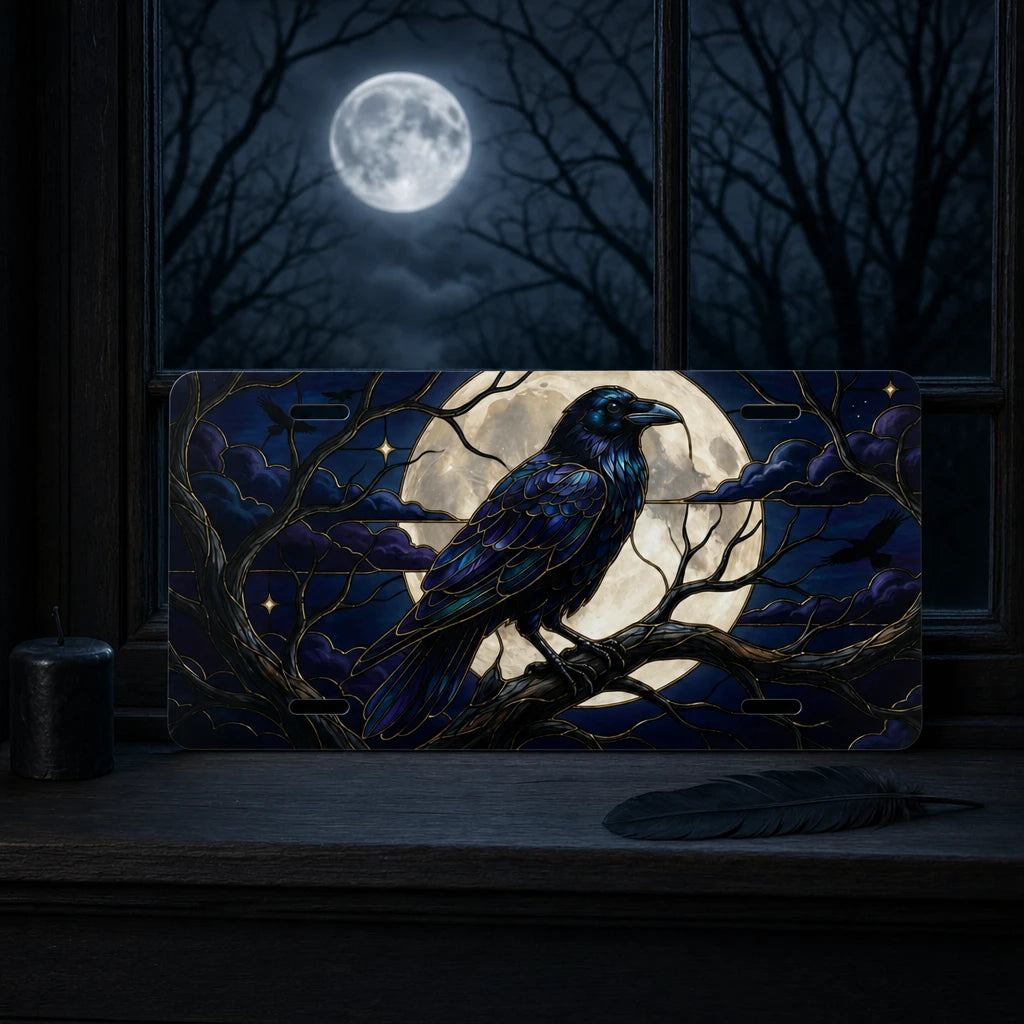 Moonlit Raven Vanity Plate