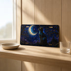 Moonlit Black Cat Crescent Moon Vanity Plate