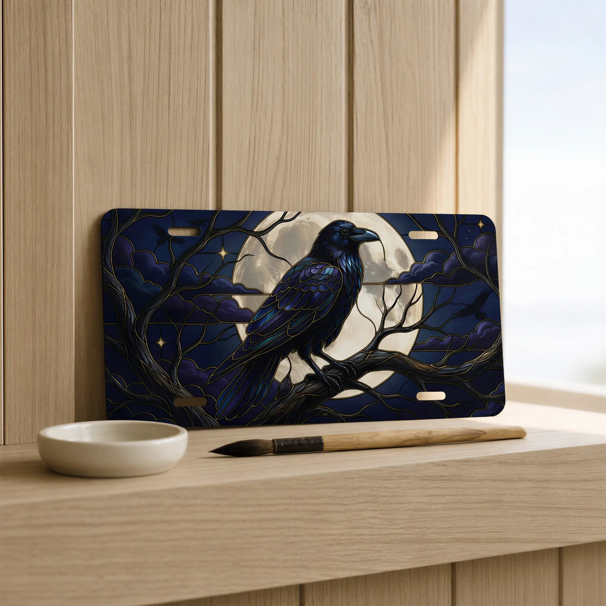 Moonlit Raven Vanity Plate