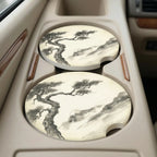 Sumi-e Pine and Mount Fuji Car Coasters Set - Road Muse
