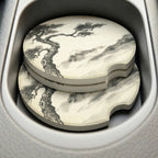 Sumi-e Pine and Mount Fuji Car Coasters Set - Road Muse