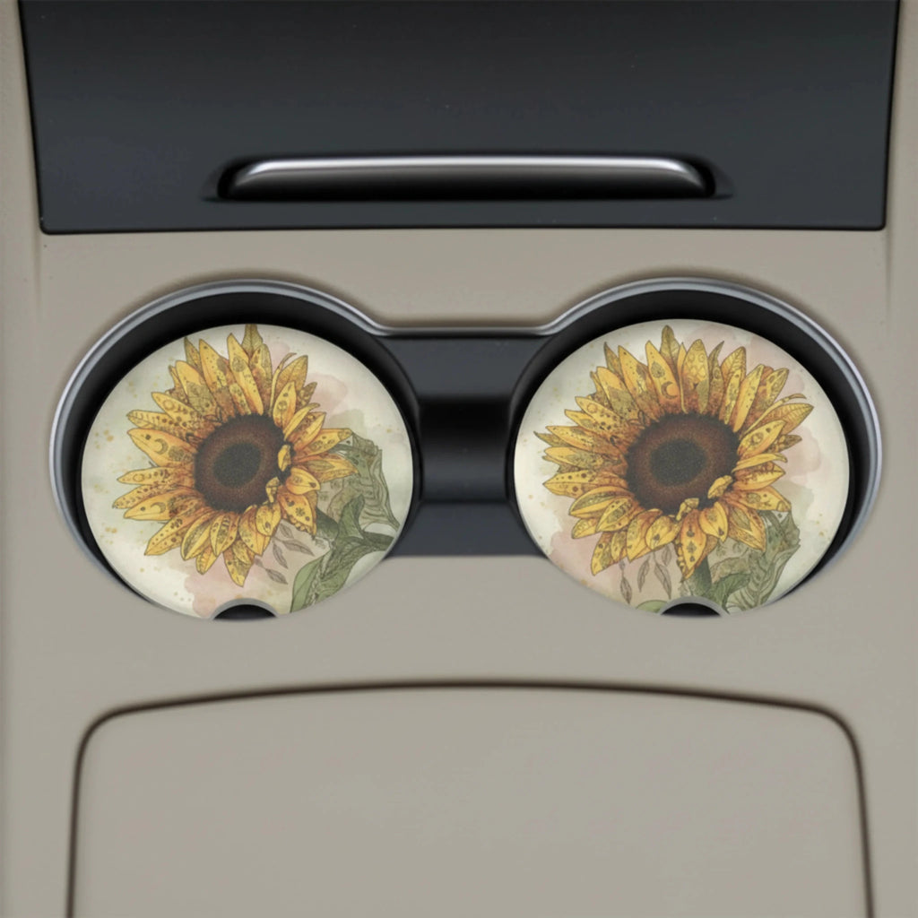 Sunflower Car Coasters Set - Road Muse