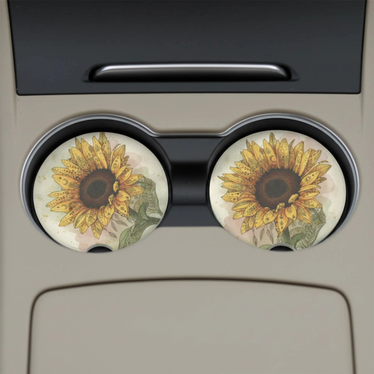 Sunflower Car Coasters Set - Road Muse