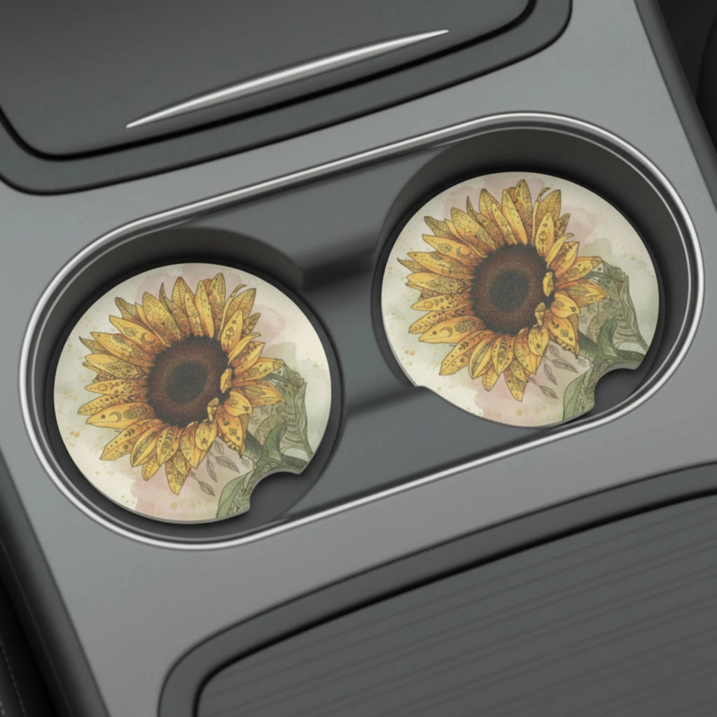 Sunflower Car Coasters Set - Road Muse