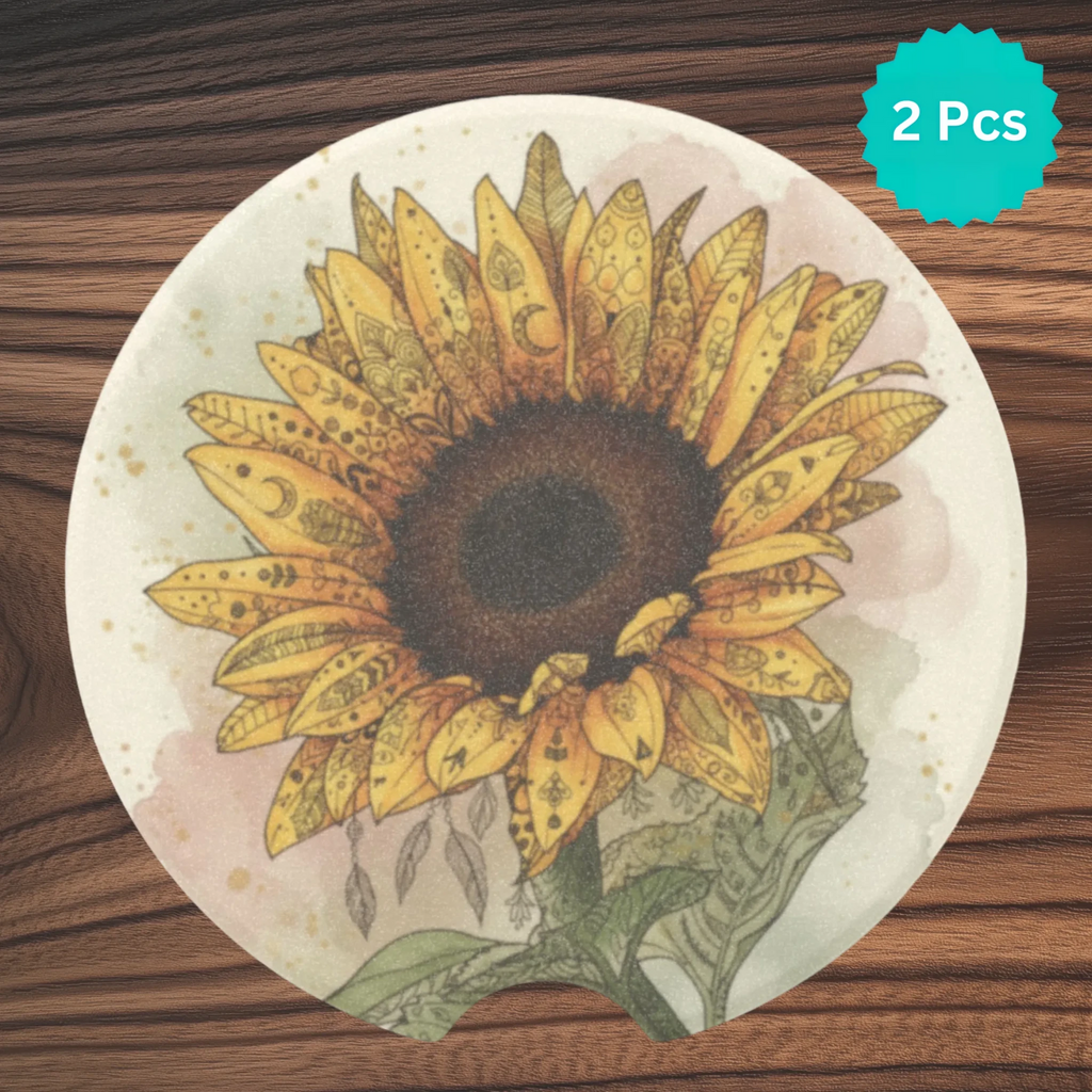 Sunflower Car Coasters Set - Road Muse