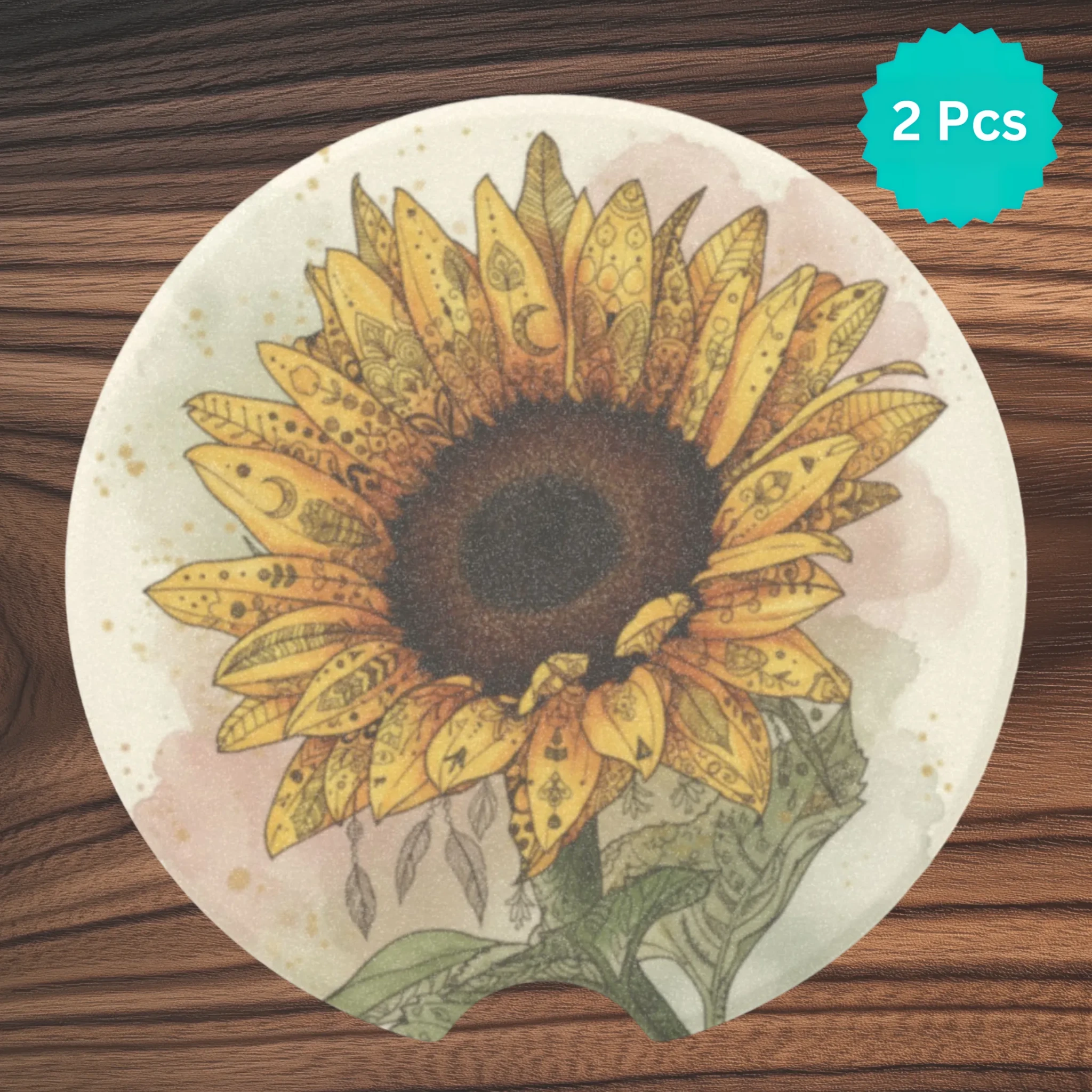 Sunflower Car Coasters Set - Road Muse